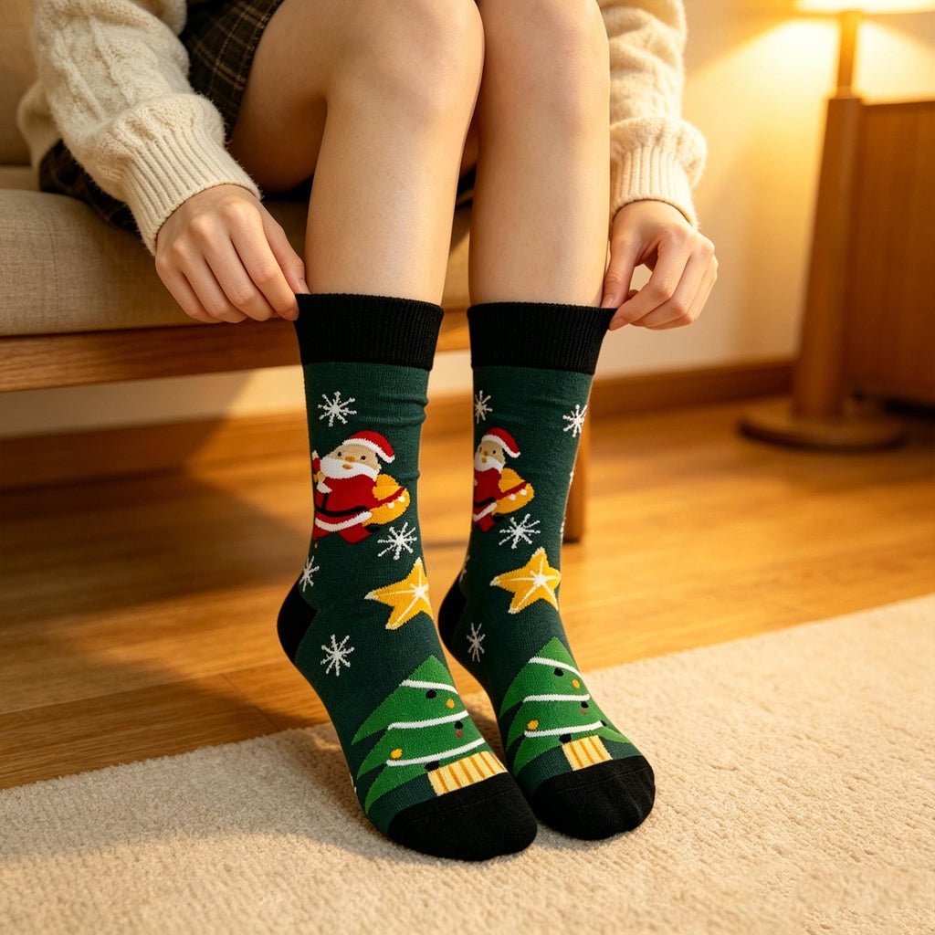 Personalized Christmas Crew Socks, Custom Name Red and Green Holiday Gift by AnnieColors, view 5