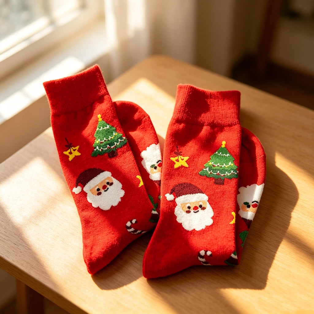 Personalized Christmas Crew Socks, Custom Name Red and Green Holiday Gift by AnnieColors, view 10
