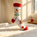 Christmas Snowman Socks, Festive Holiday Crew Socks, Cute Winter Socks, Cozy Xmas Gift for Her by AnnieColors