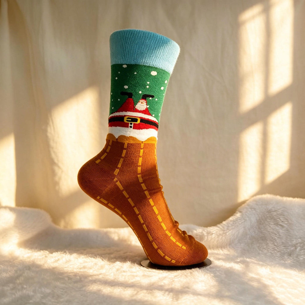 Cool Santa Crew Socks sock collection, Funny Christmas Patterns, White Elephant Gift by AnnieColors, view 10