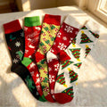 Colorful Festive Holiday Crew Socks, Novelty Dinosaur Xmas Sock, Cozy Winter Gift for Her by AnnieColors