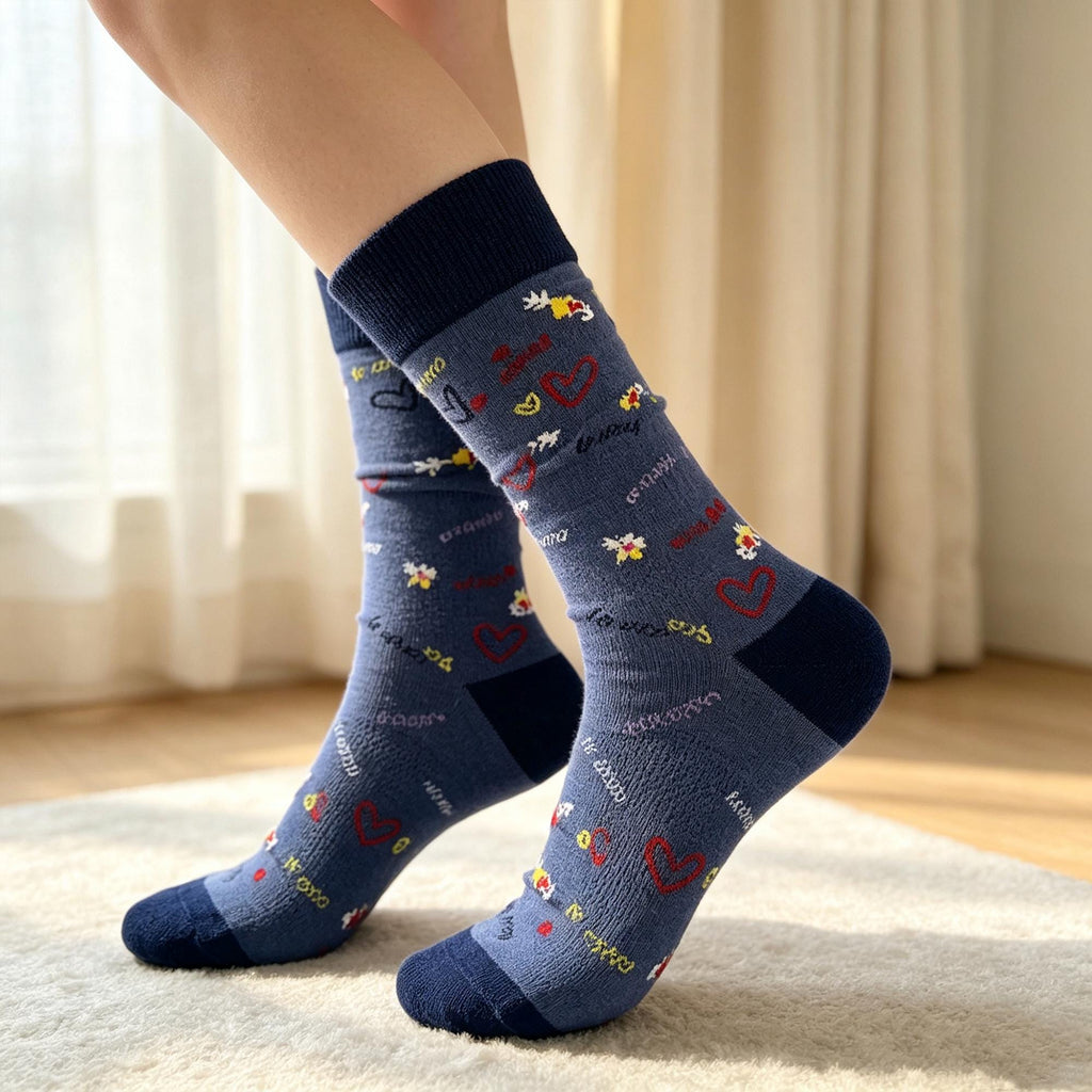 Romantic Art Socks, Abstract Pattern Crew Socks, Colorful Date Night and Anniversary Gift by AnnieColors, view 5