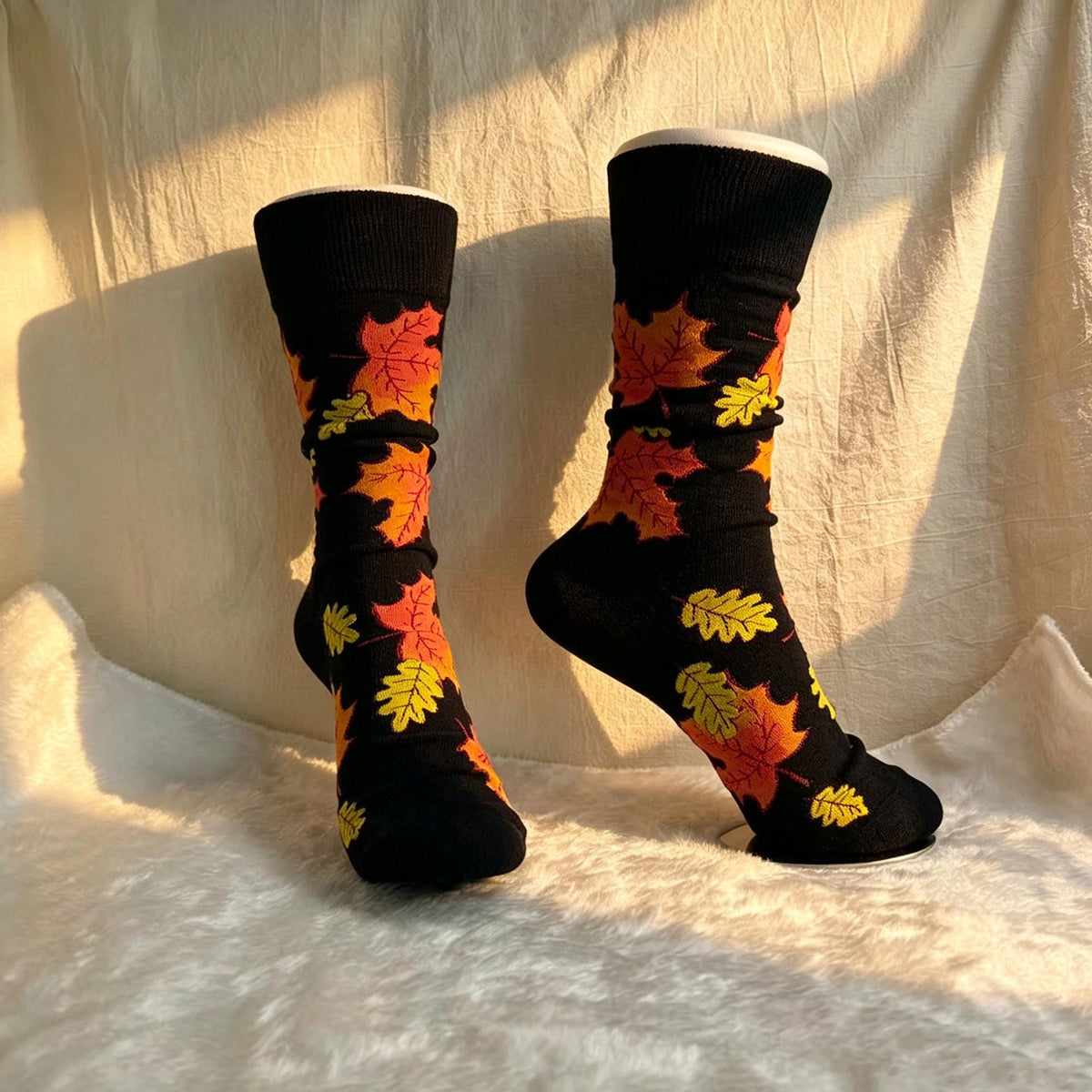 Botanical Crew Socks sock collection, Leaf Pattern Socks, Tropical &Autumn Maple Leaf Socks, Nature by AnnieColors, view 10
