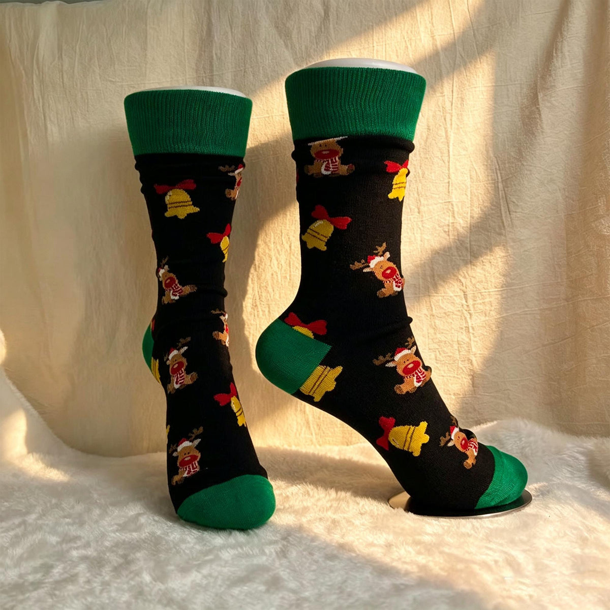 Christmas Party Crew Socks, Holiday Car Reindeer and Candy Cane Designs, Secret Santa Gift by AnnieColors, view 6