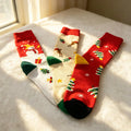 Christmas Care Package Socks, Snowman Reindeer and Tree Crew Socks, College Gift by AnnieColors