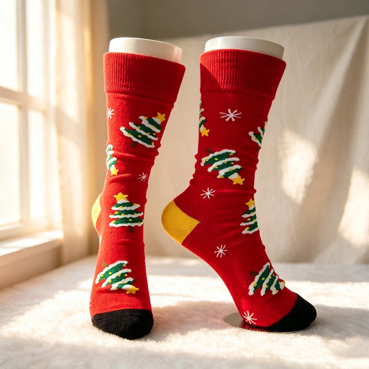 Christmas Care Package Socks, Snowman Reindeer and Tree Crew Socks, College Gift by AnnieColors, view 7