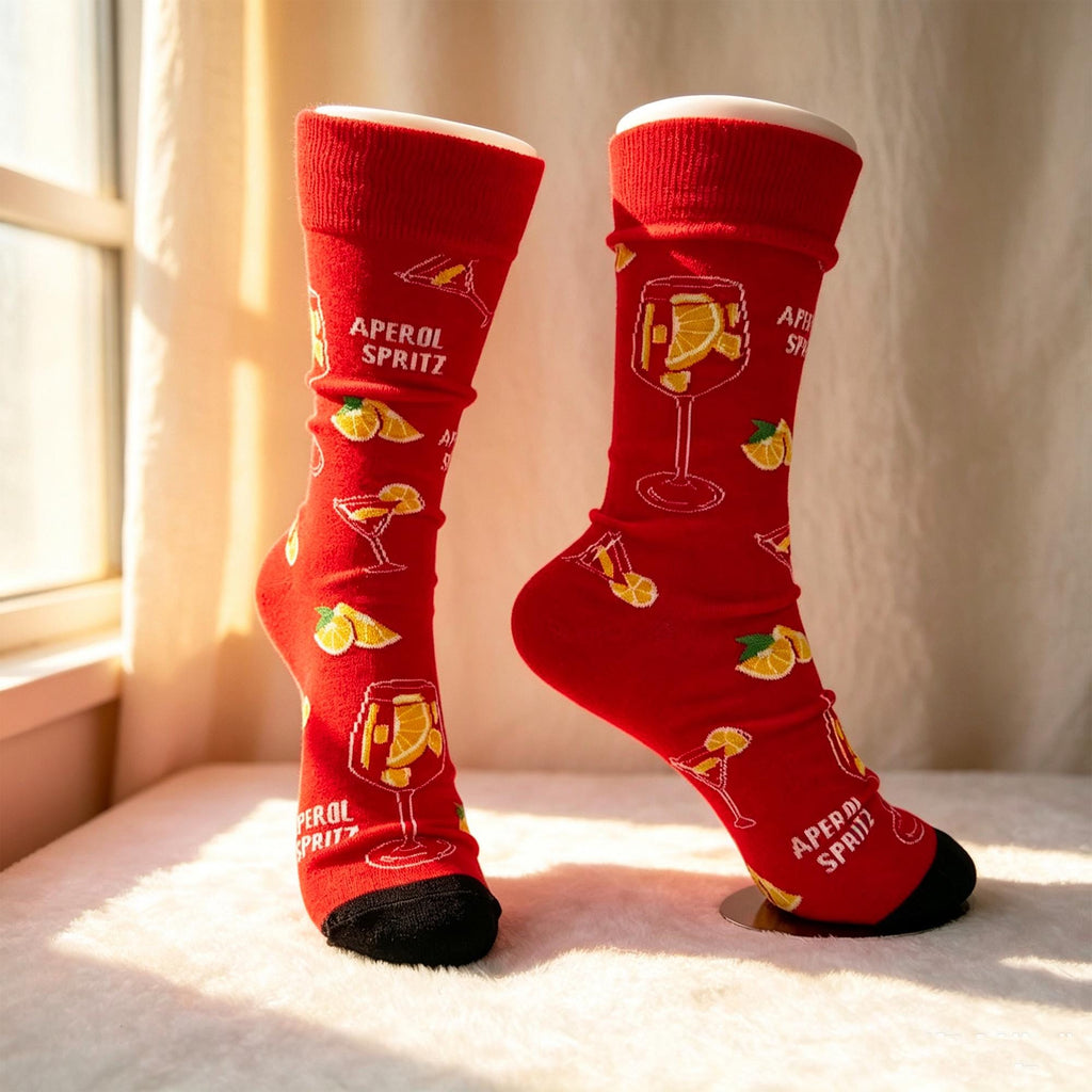 Food and Drink Crew Socks, Aperol Beer BBQ Sunflower sock collection, Summer Party Gift by AnnieColors, view 8