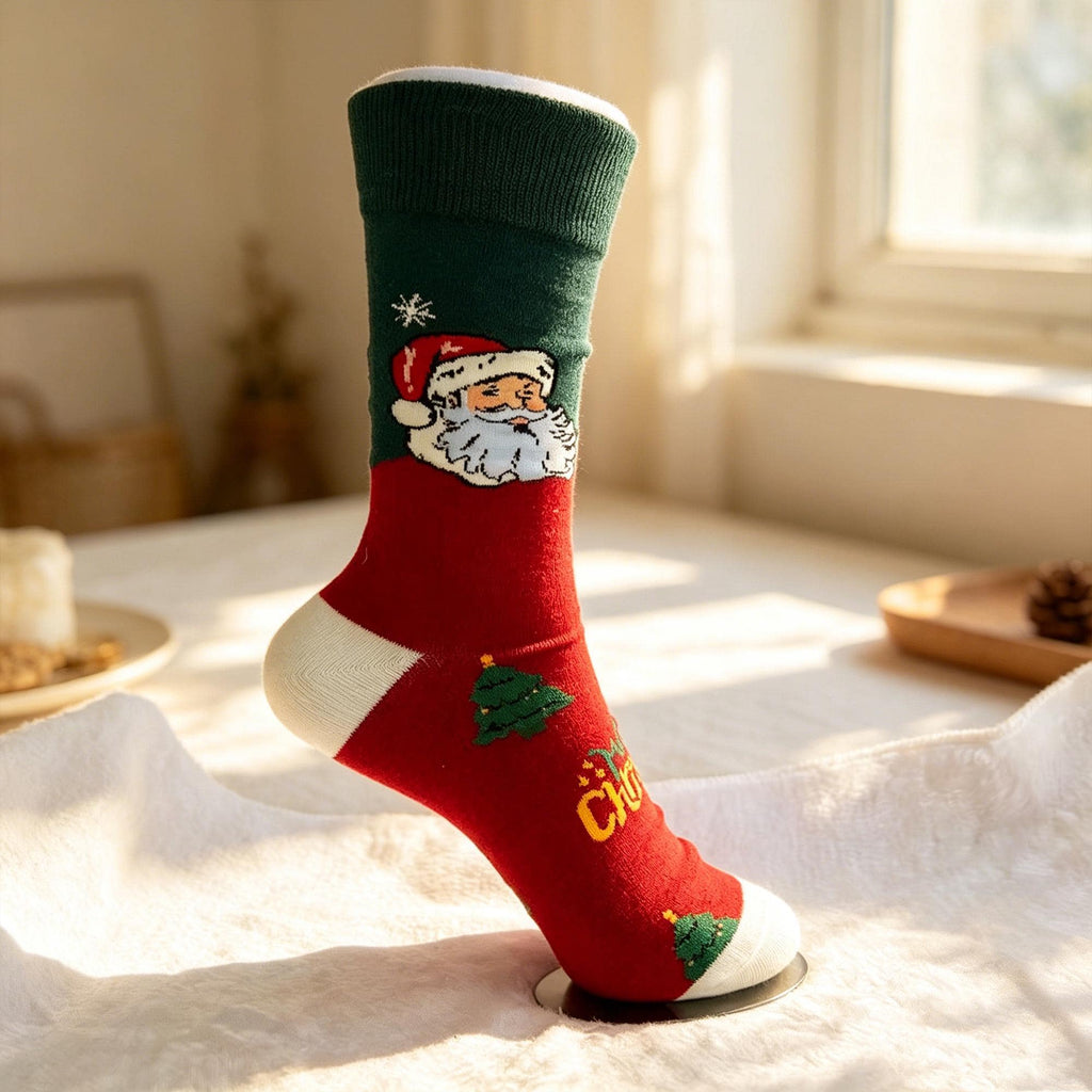 Personalized Christmas Crew Socks, Custom Name Red and Green Holiday Gift by AnnieColors, view 6