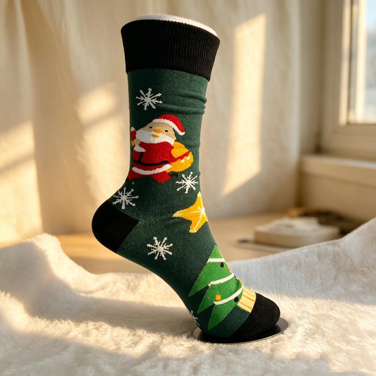 Personalized Christmas Crew Socks, Custom Name Red and Green Holiday Gift by AnnieColors, view 7