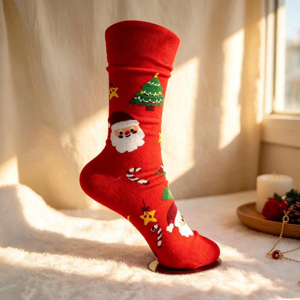 Personalized Christmas Crew Socks, Custom Name Red and Green Holiday Gift by AnnieColors, view 9