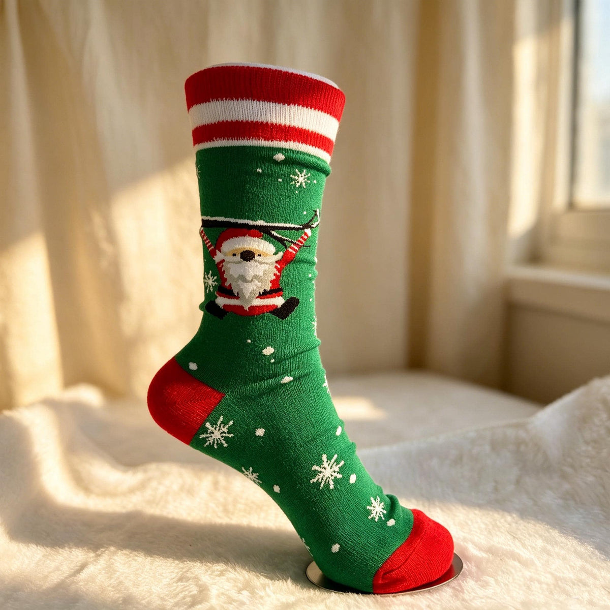 Personalized Christmas Crew Socks, Custom Name Red and Green Holiday Gift by AnnieColors, view 8