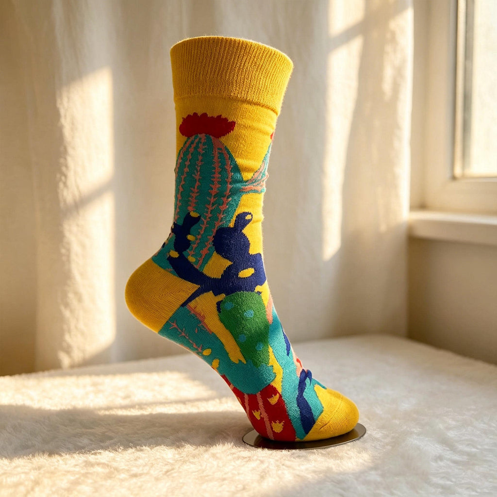 Personalized Artistic Garden Crew Socks, Floral Botanical Jacquard Knit Socks, Nature Inspired Socks by AnnieColors, view 9