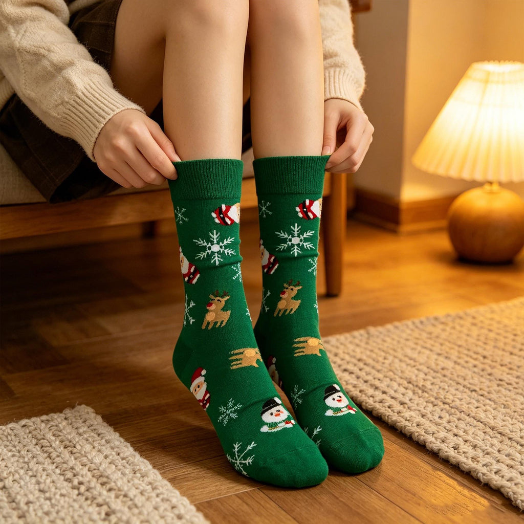 Cool Santa Crew Socks sock collection, Funny Christmas Patterns, White Elephant Gift by AnnieColors, view 6