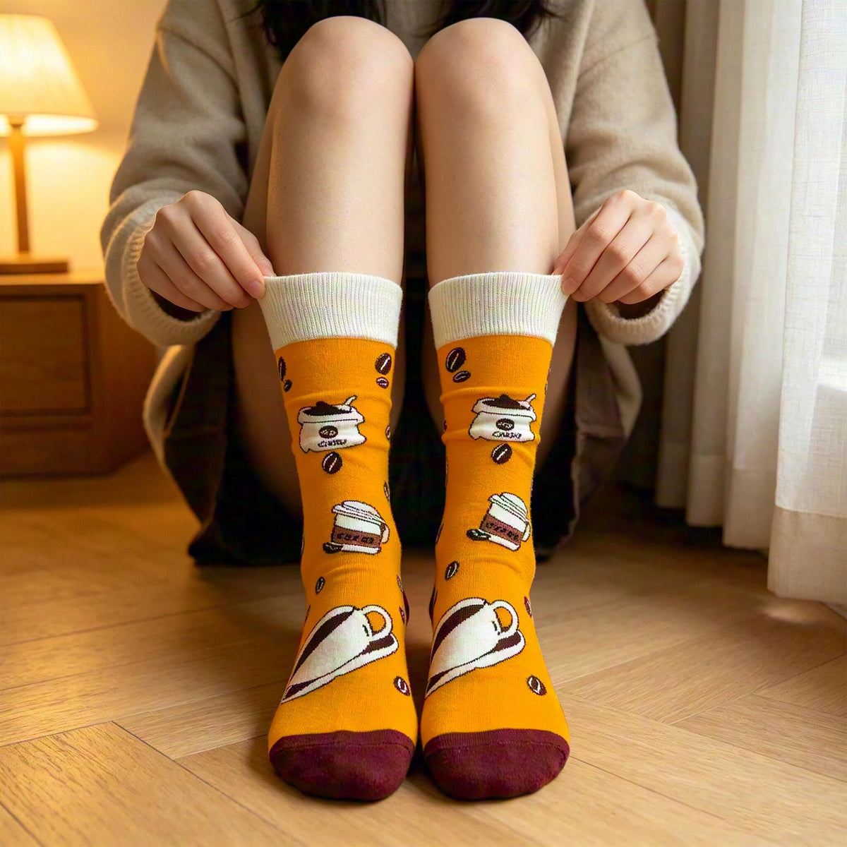 Pizza Coffee and Wine Socks sock collection, Funny Foodie Crew Socks, Brunch Lover Gift by AnnieColors, view 6