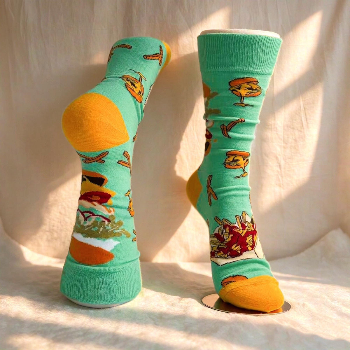 Pizza Coffee and Wine Socks sock collection, Funny Foodie Crew Socks, Brunch Lover Gift by AnnieColors, view 9