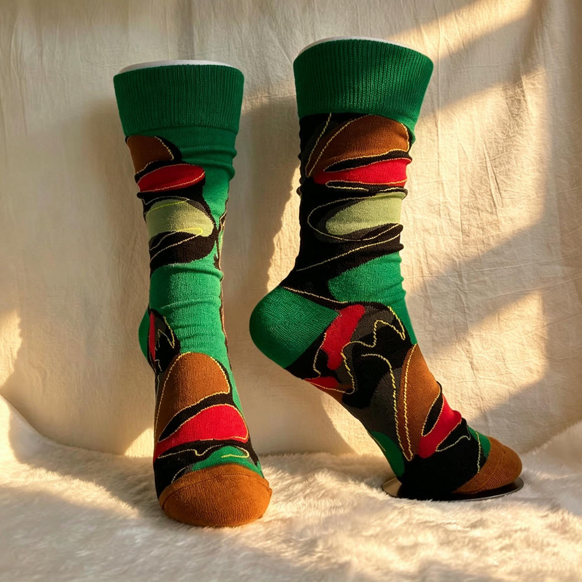 Romantic Art Socks, Abstract Pattern Crew Socks, Colorful Date Night and Anniversary Gift by AnnieColors