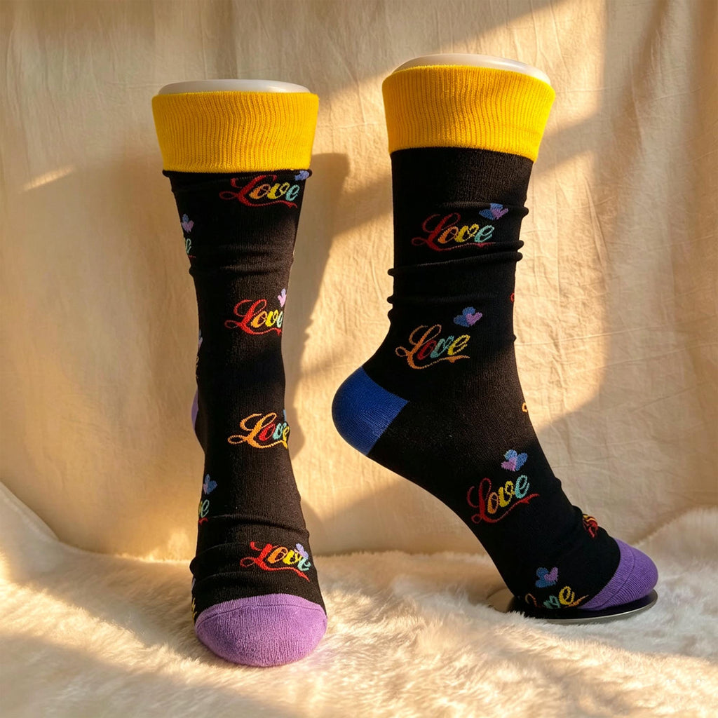 Romantic Art Socks, Abstract Pattern Crew Socks, Colorful Date Night and Anniversary Gift by AnnieColors, view 10