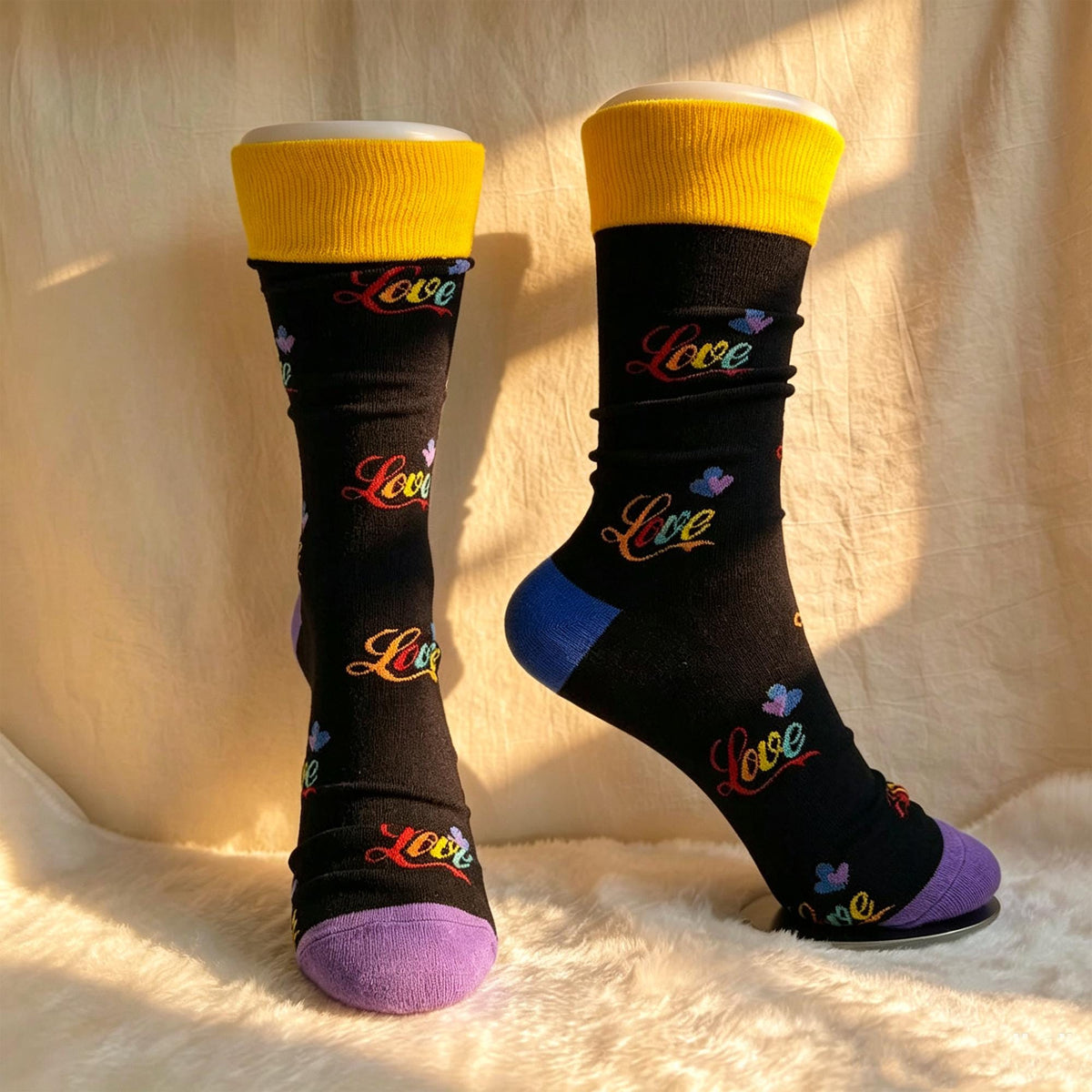 Romantic Art Socks, Abstract Pattern Crew Socks, Colorful Date Night and Anniversary Gift by AnnieColors, view 10