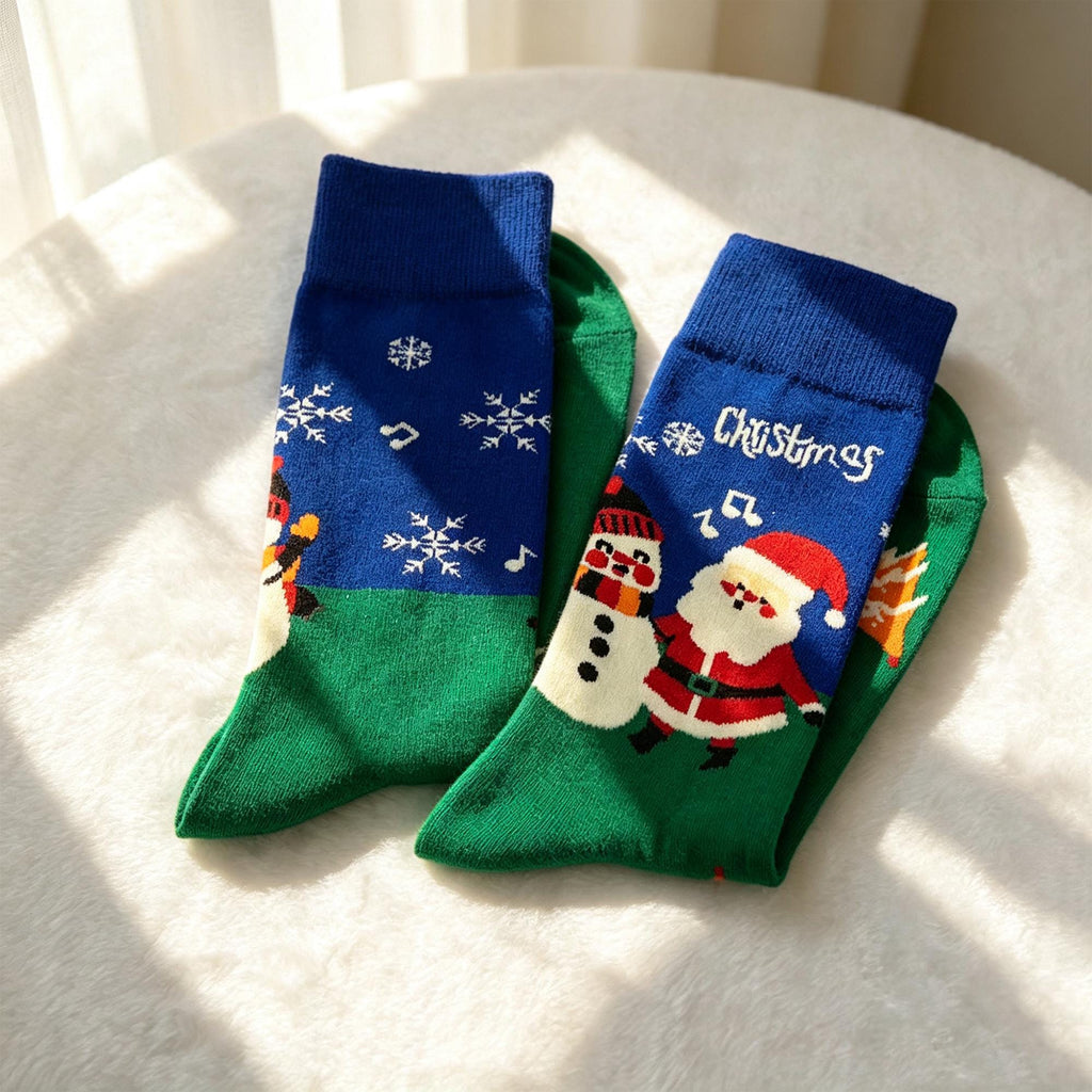 Music Santa Crew Socks, Ho Ho Ho Christmas sock collection, Holiday Gift for Music Lover by AnnieColors, view 10