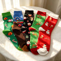 Festive Christmas Crew Socks, Holiday Novelty Santa Reindeer Socks, Cozy Winter Cabin Socks by AnnieColors