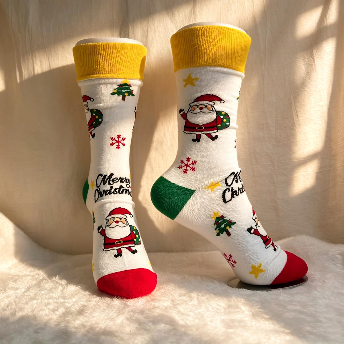 Santa Christmas Crew Socks, Biking Skating and Gift Carrying Designs, Holiday Gift for Her by AnnieColors, view 7