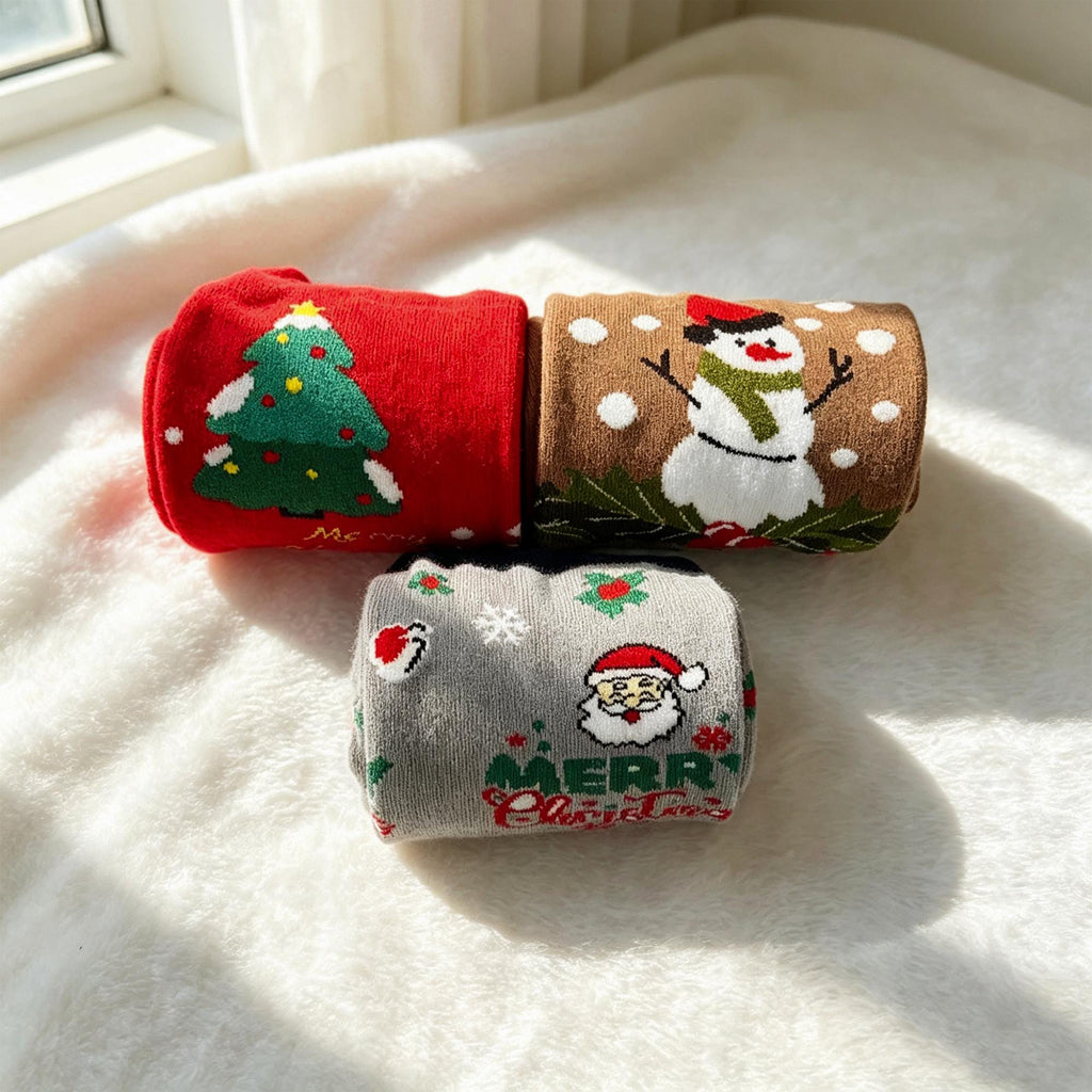Christmas Sock Gift sock collection, Snowman Reindeer and Tree Crew Socks, Cozy Cabin Gift by AnnieColors, view 9