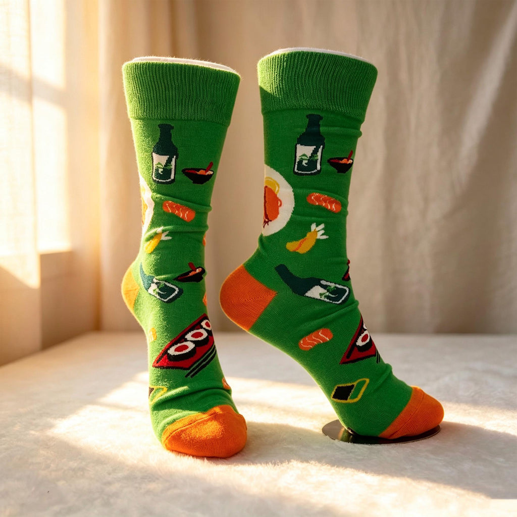 Food and Drink Crew Socks, Aperol Beer BBQ Sunflower sock collection, Summer Party Gift by AnnieColors, view 9