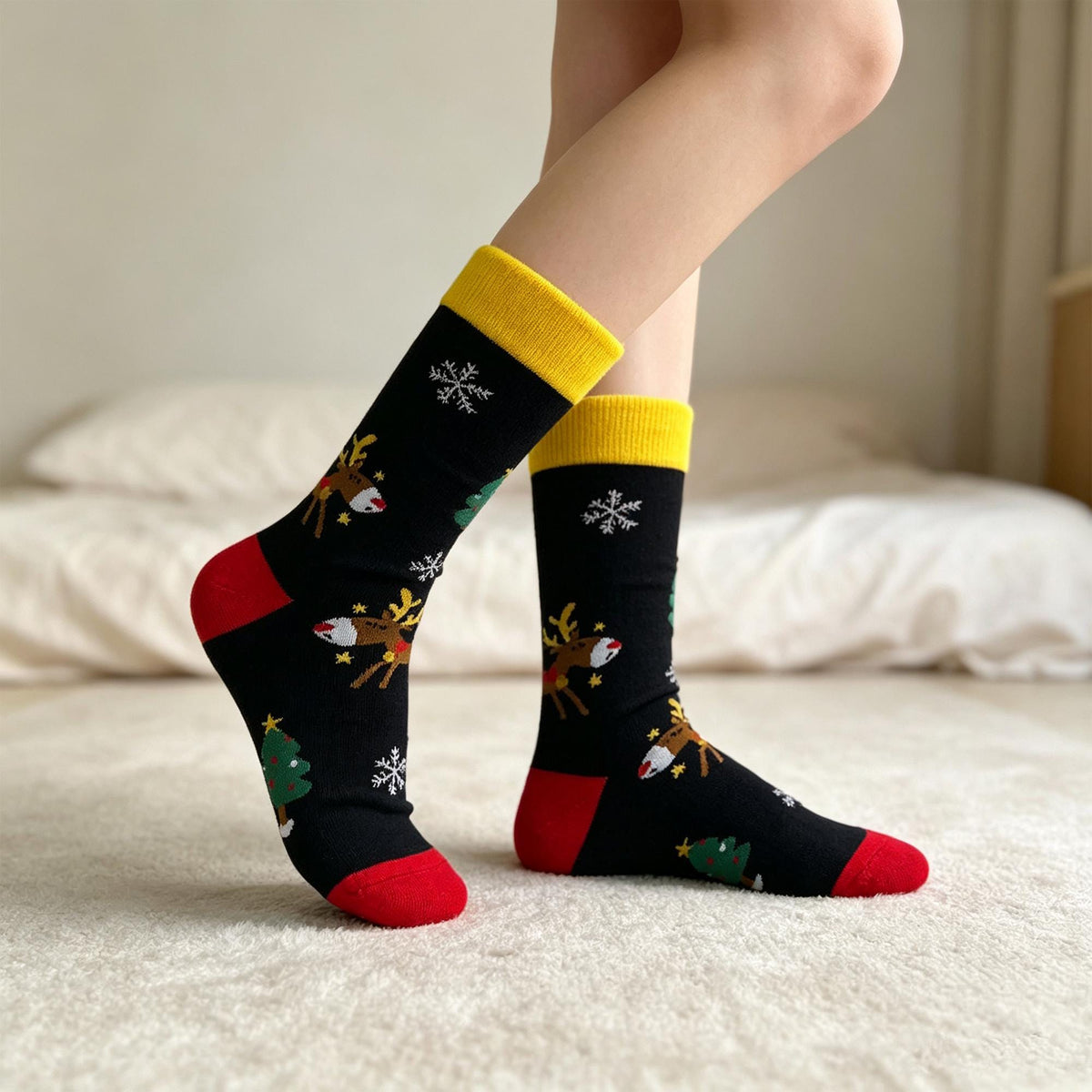 Teacher Christmas Gift, Gingerbread Crew Socks, Festive Classroom Socks by AnnieColors, view 2