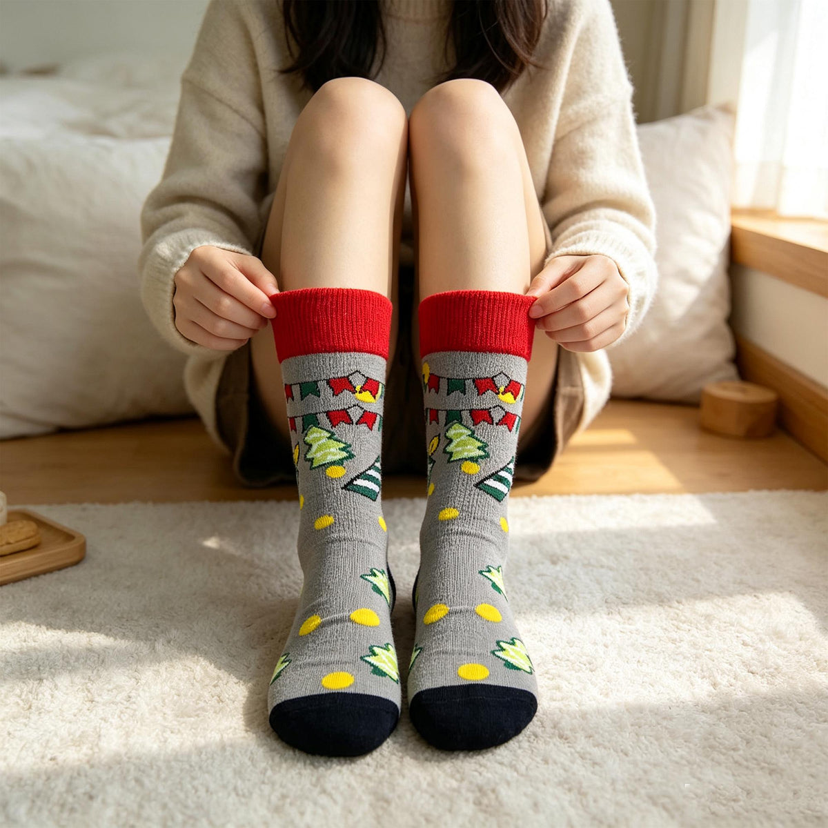 Teacher Christmas Gift, Gingerbread Crew Socks, Festive Classroom Socks by AnnieColors, view 4