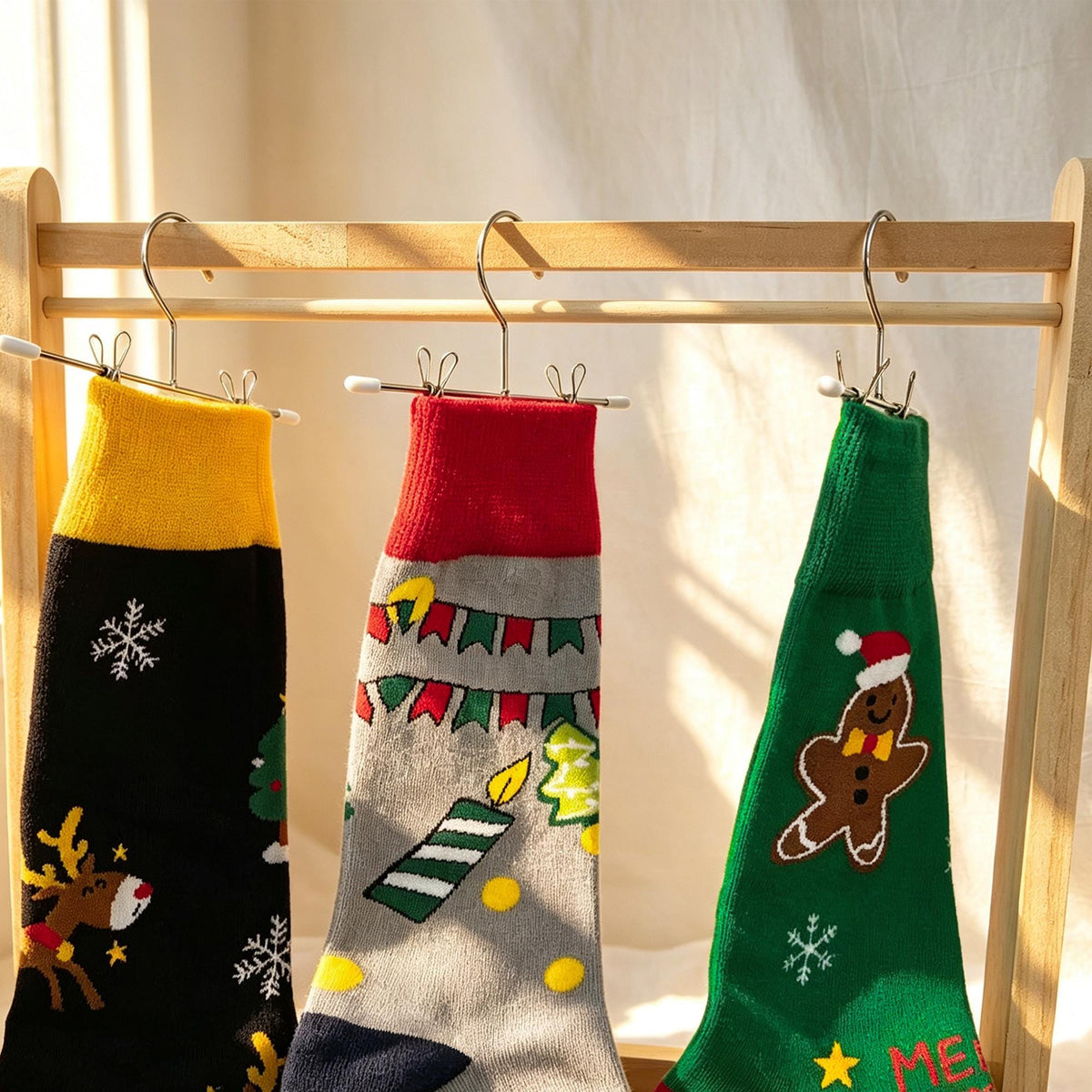 Teacher Christmas Gift, Gingerbread Crew Socks, Festive Classroom Socks by AnnieColors, view 9