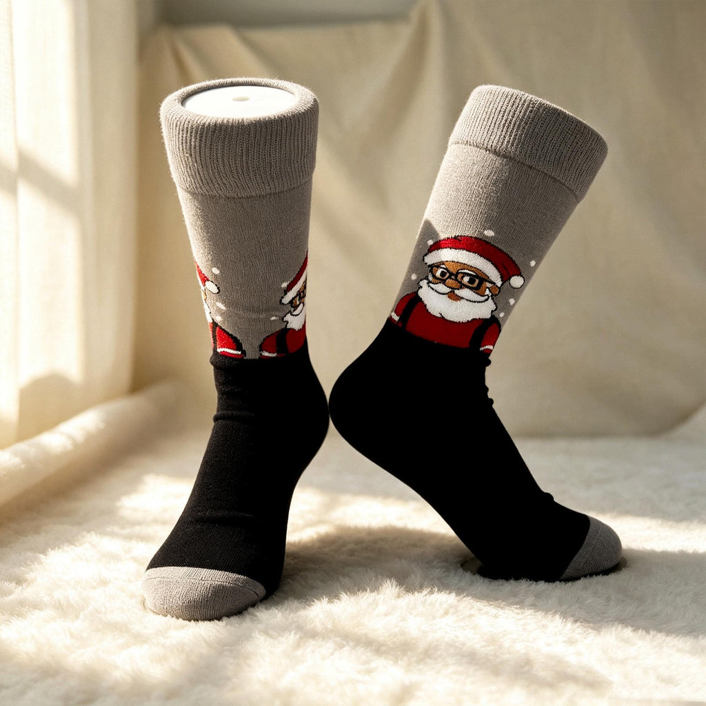 Christmas Crew Socks, Santa Claus and Reindeer Winter Socks, Cozy Holiday Gift for Family by AnnieColors, view 7