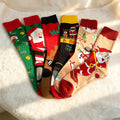 Mismatched Christmas Socks, Quirky Santa Crew Socks, Fun Three Pair Gift sock collection by AnnieColors