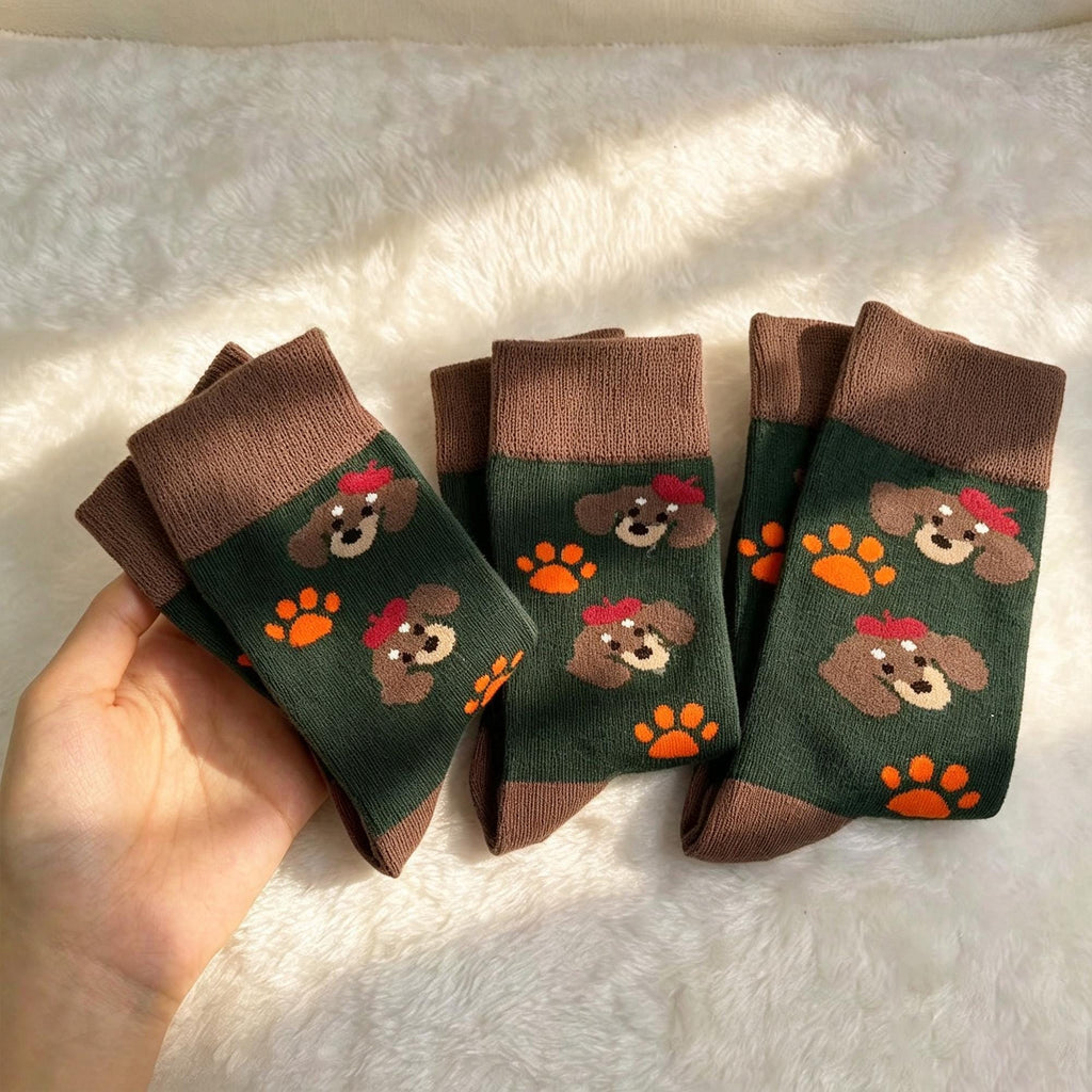 Puppy Duck and Fox Socks, Kids Animal Crew Socks, Three Size Gift sock collection by AnnieColors, view 3