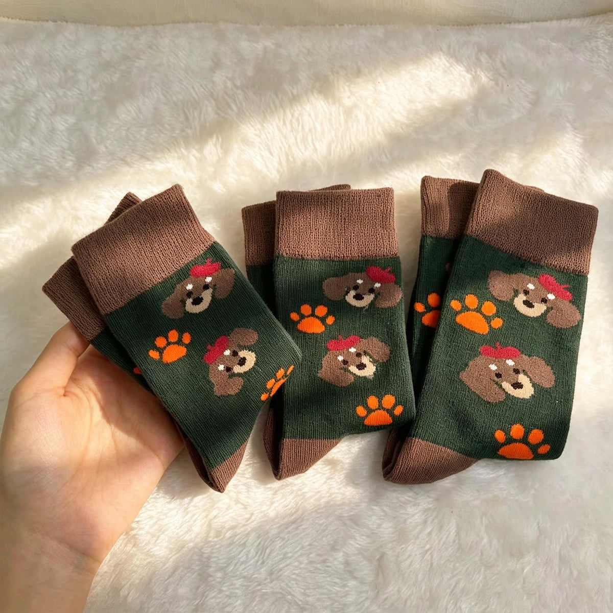 Puppy Duck and Fox Socks, Kids Animal Crew Socks, Three Size Gift sock collection by AnnieColors, view 3