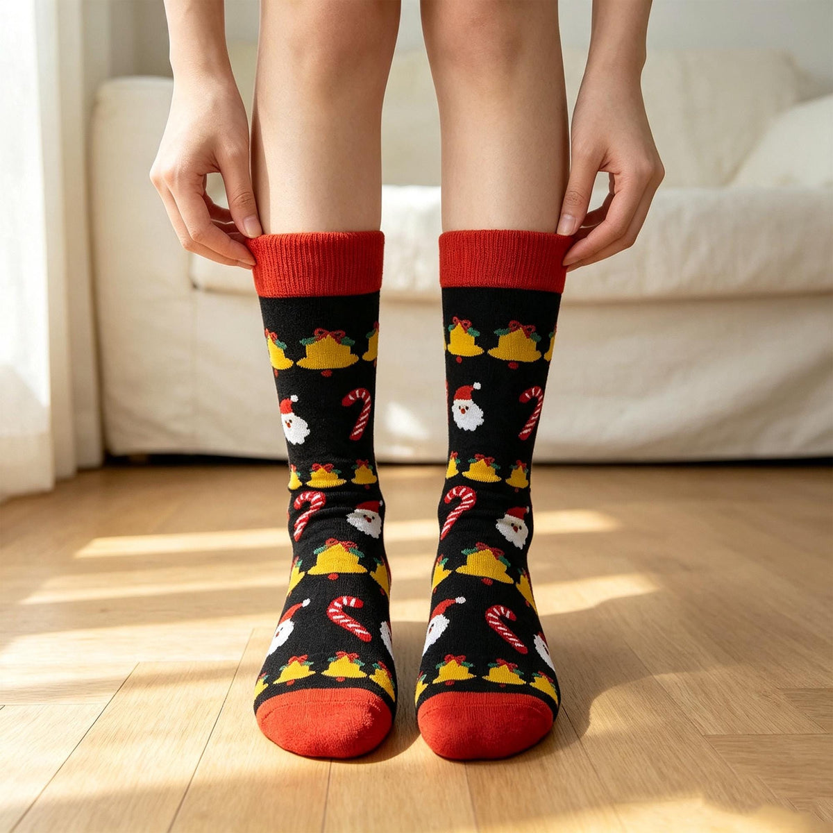 Gingerbread Christmas Socks, Holiday Baking Crew Socks, Cookie Exchange Gift by AnnieColors, view 5