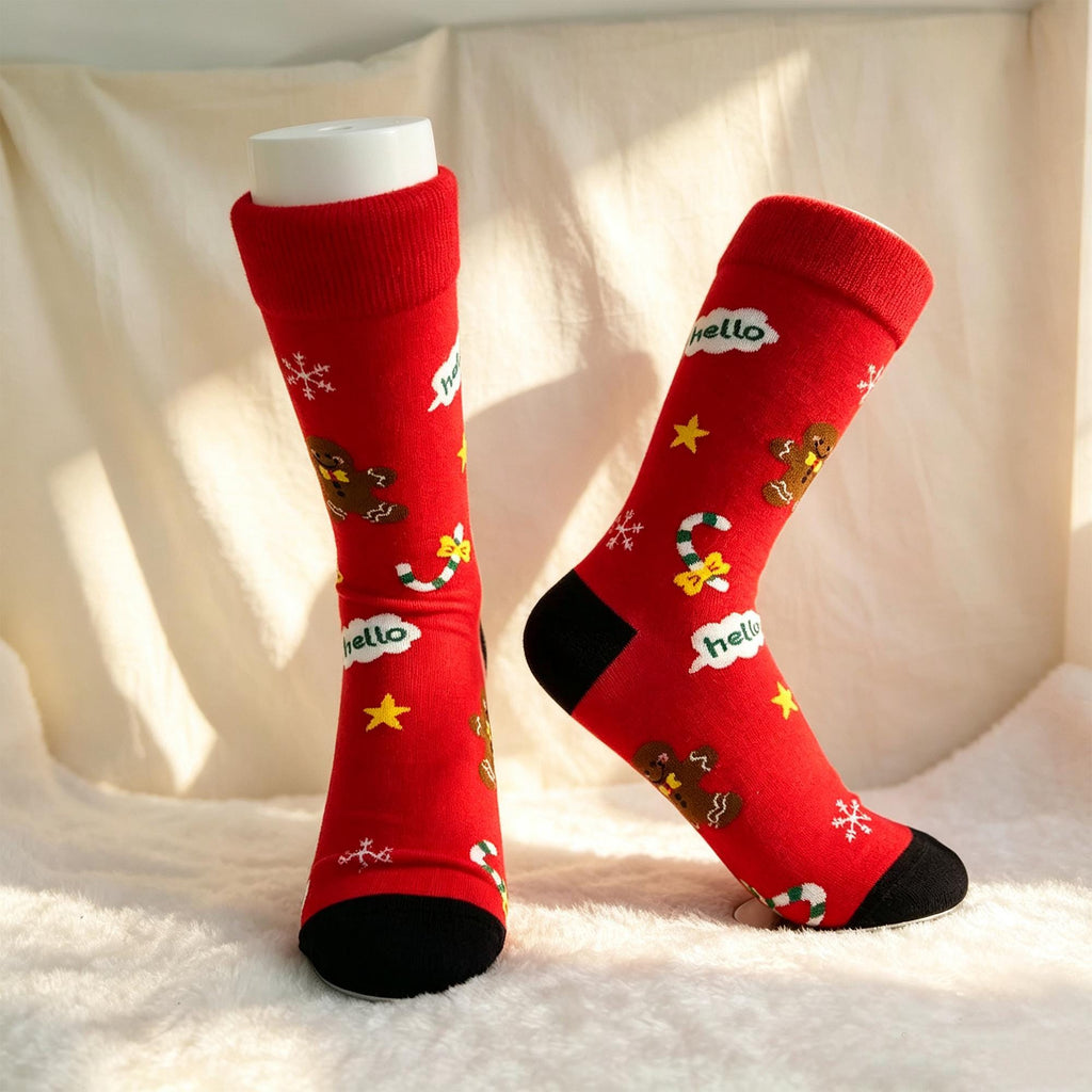 Gingerbread Christmas Socks, Holiday Baking Crew Socks, Cookie Exchange Gift by AnnieColors, view 6