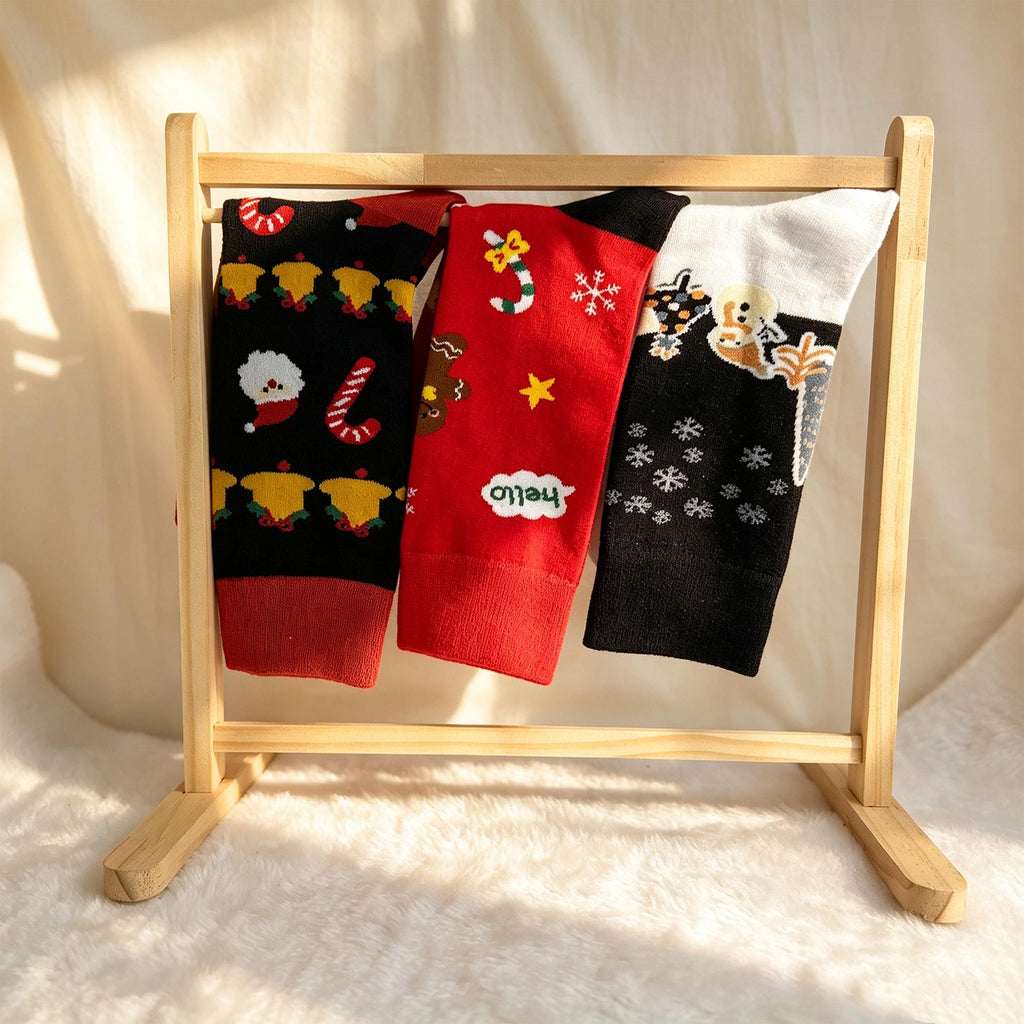 Gingerbread Christmas Socks, Holiday Baking Crew Socks, Cookie Exchange Gift by AnnieColors, view 10
