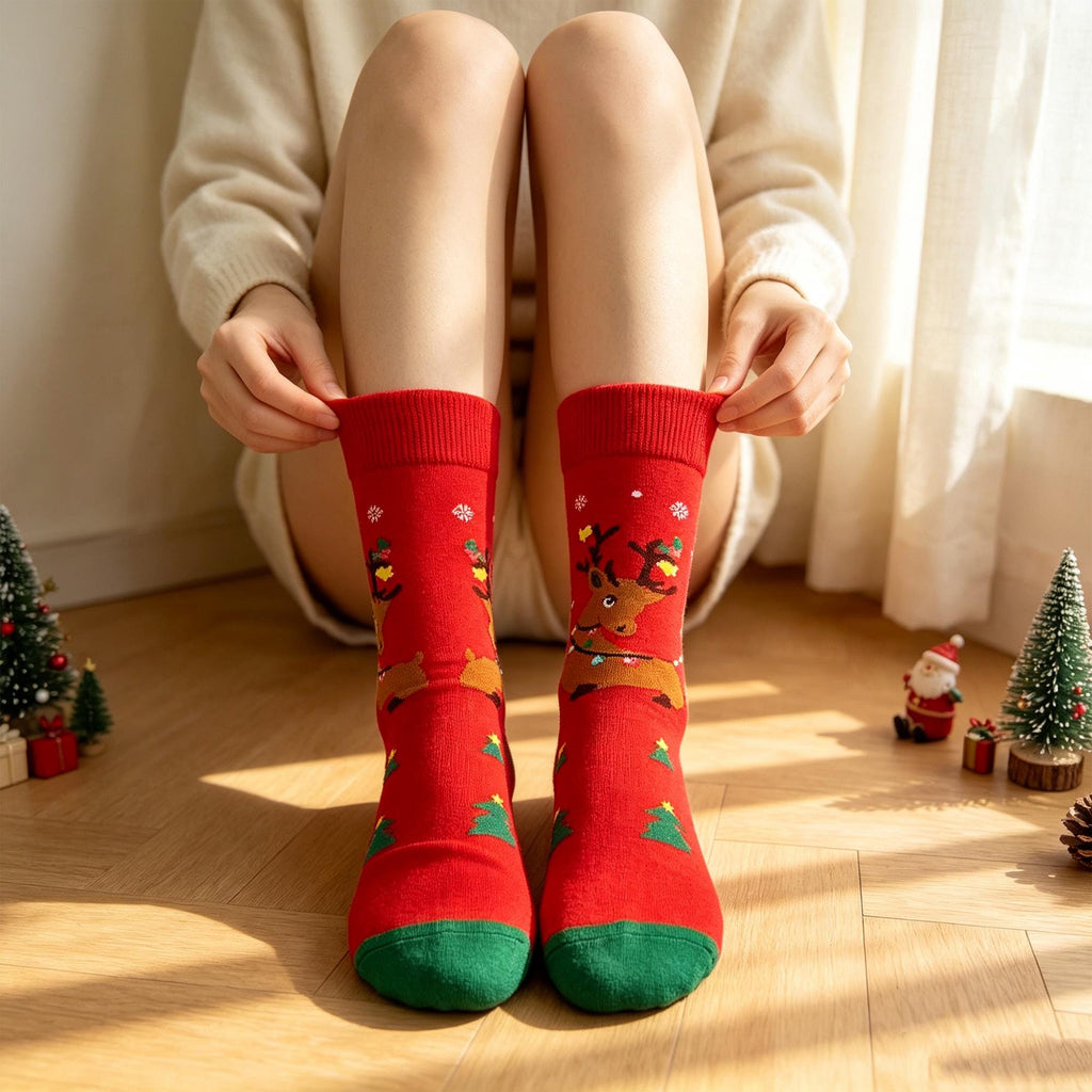 Family Christmas Socks sock collection, Santa Reindeer Crew Socks, Matching Holiday Gift by AnnieColors, view 3