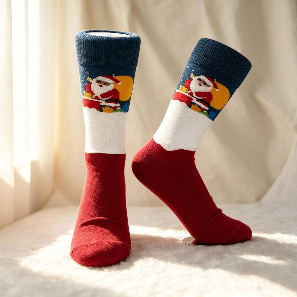 Retro Christmas Socks sock collection, Vintage Santa Crew Socks, Nostalgic Holiday Gift by AnnieColors, view 8