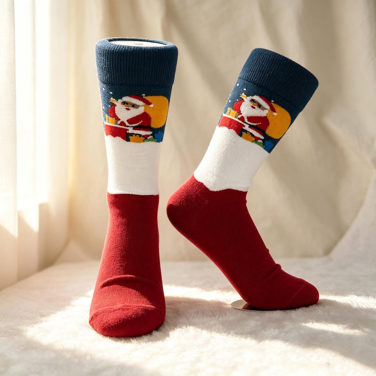 Retro Christmas Socks sock collection, Vintage Santa Crew Socks, Nostalgic Holiday Gift by AnnieColors, view 8