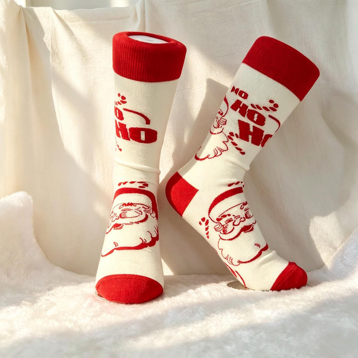 Retro Christmas Socks sock collection, Vintage Santa Crew Socks, Nostalgic Holiday Gift by AnnieColors, view 9
