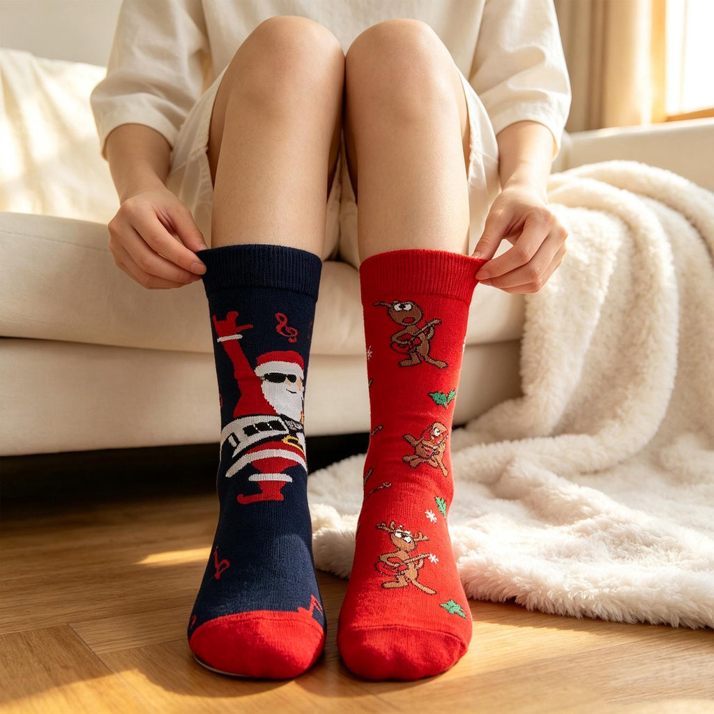 Christmas Socks 3 Pack for Women, Santa Snowman Crew Socks, Holiday Gift sock collection by AnnieColors, view 2