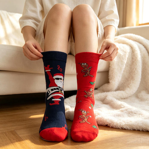 Christmas Socks 3 Pack for Women, Santa Snowman Crew Socks, Holiday Gift sock collection by AnnieColors, view 2