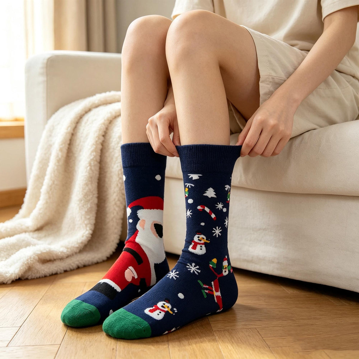 Christmas Socks 3 Pack for Women, Santa Snowman Crew Socks, Holiday Gift sock collection by AnnieColors, view 4