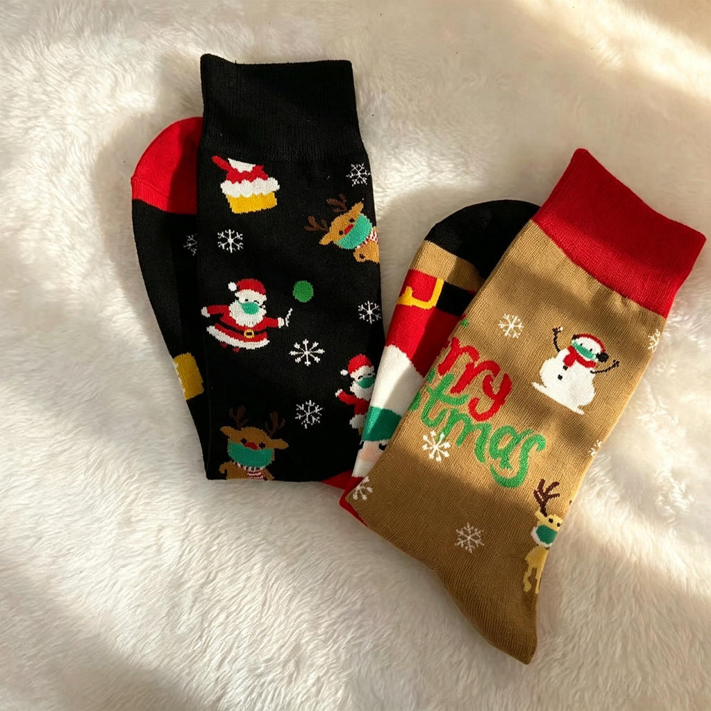Christmas Socks 3 Pack for Women, Santa Snowman Crew Socks, Holiday Gift sock collection by AnnieColors, view 8