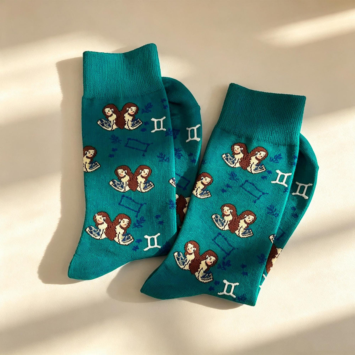 Gemini Socks sock collection, Zodiac Crew Socks, Astrology Birthday Gift for Women by AnnieColors, view 10