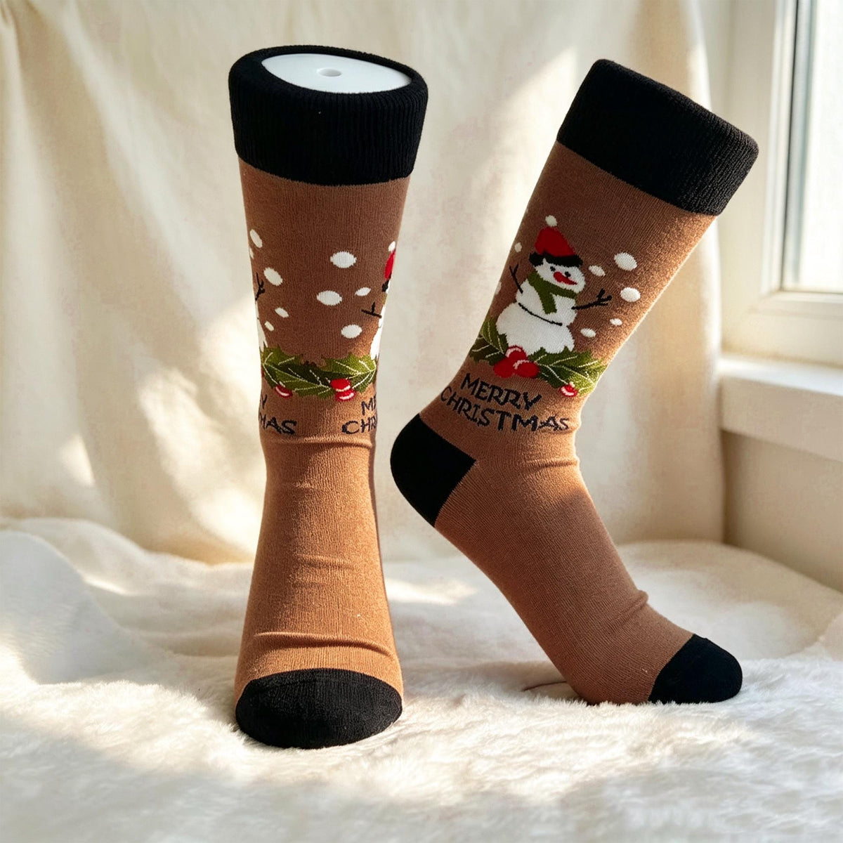 Christmas Sock Gift sock collection, Snowman Reindeer and Tree Crew Socks, Cozy Cabin Gift by AnnieColors, view 7