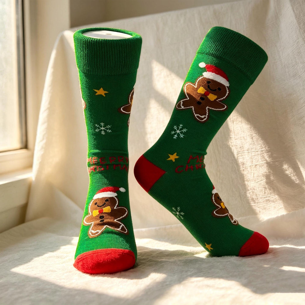Teacher Christmas Gift, Gingerbread Crew Socks, Festive Classroom Socks by AnnieColors, view 7
