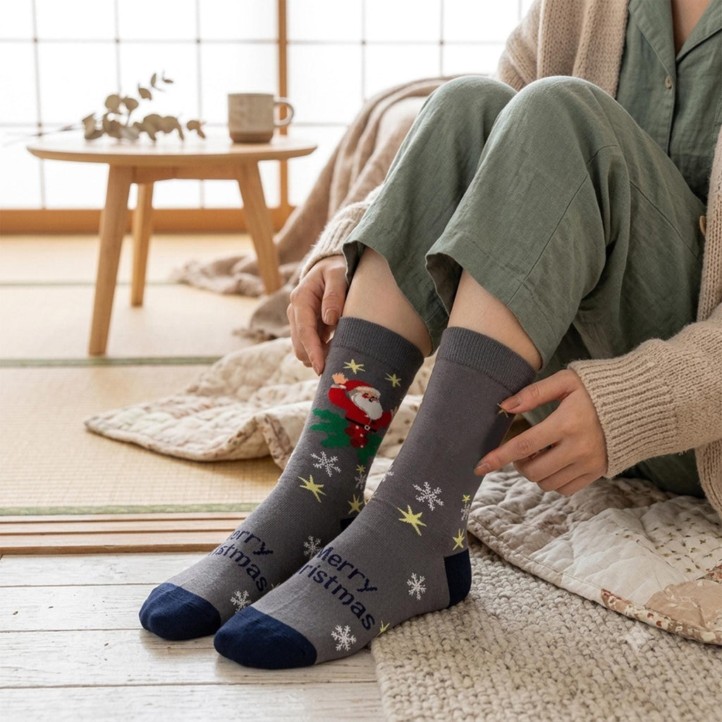 Cozy Christmas Socks for Women, Snowflake Crew Socks, Holiday Movie Night Gift by AnnieColors, view 6