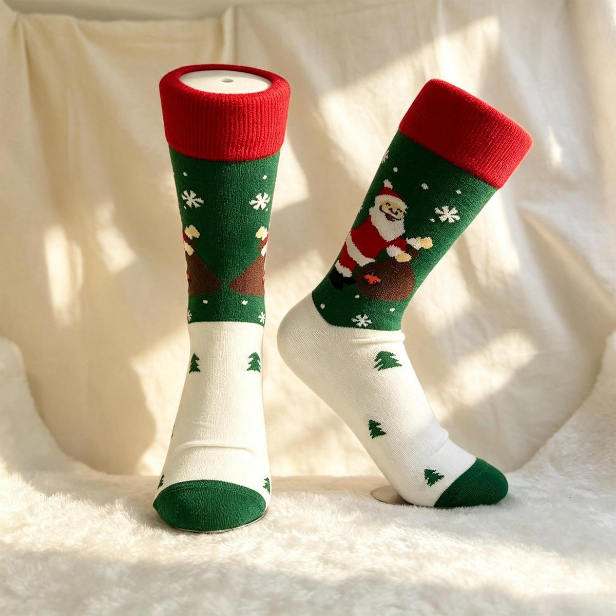 Cozy Christmas Socks for Women, Snowflake Crew Socks, Holiday Movie Night Gift by AnnieColors, view 8